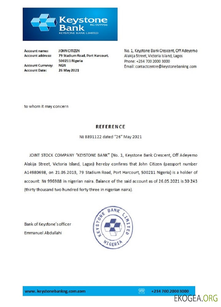 Nigéria , Keystone bank , reference